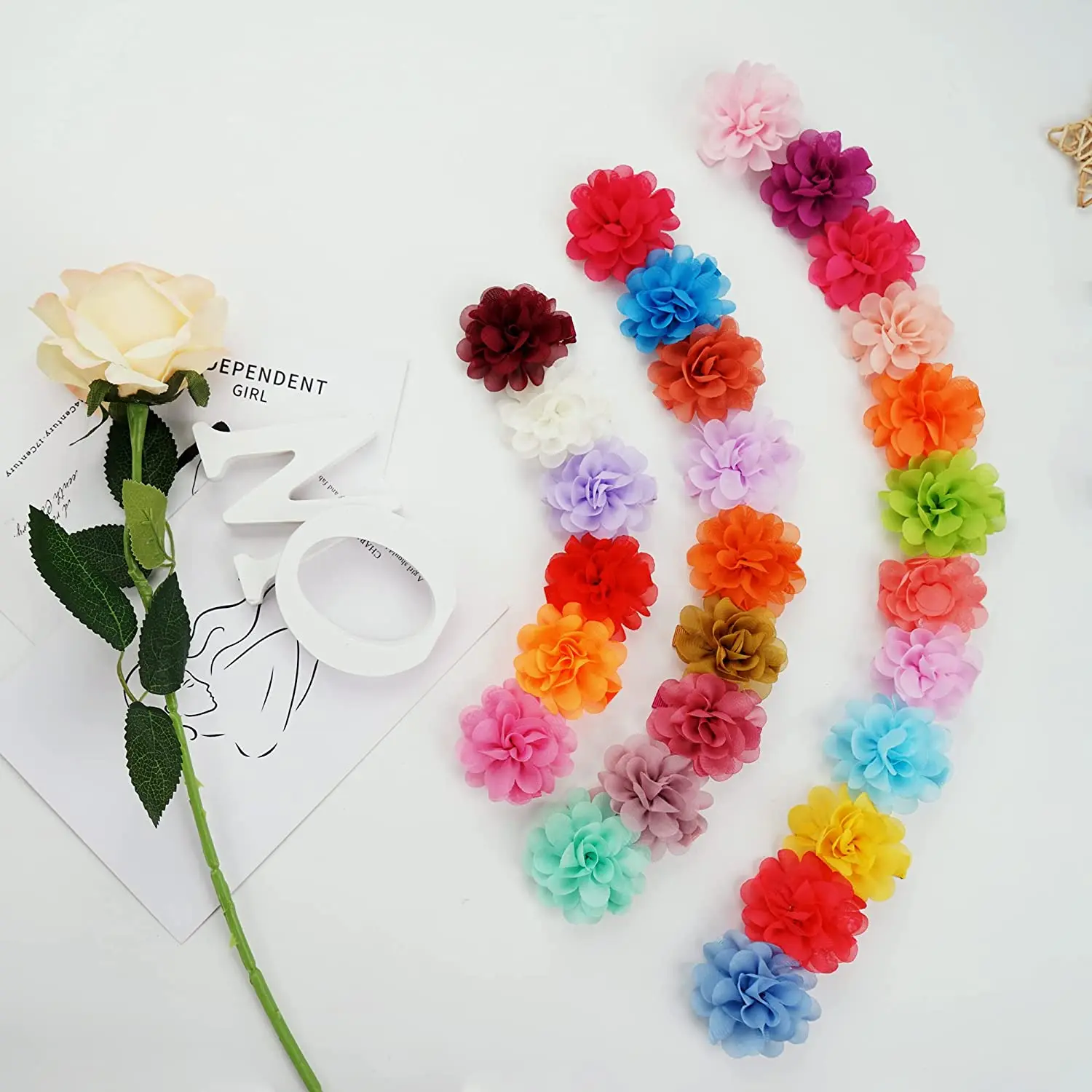 14/40 Stück 2 Zoll Chiffon-Blumen-Haarschleifen, vollständig gefütterte Blumen-Haarspangen für feines Haar, Mädchen, Kleinkinder, Set mit 20 Paaren – Detail 8