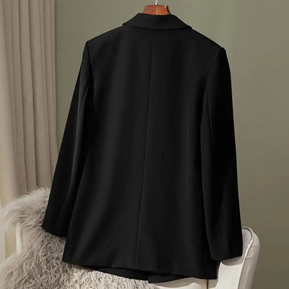 

Daily Life Suit Professional Women's Double-breasted Suit Coat for Business Commute Formal Lapel Jacket with Long Sleeves Solid