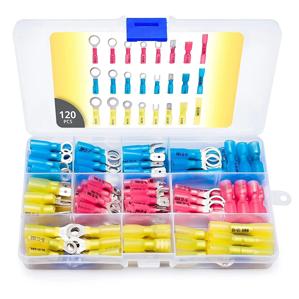 Heat Shrink Wire Connectors, Crimp Connector Assortment, Ring Fork Spade Splices Home Furnishing High-Selling Tool Accessories
