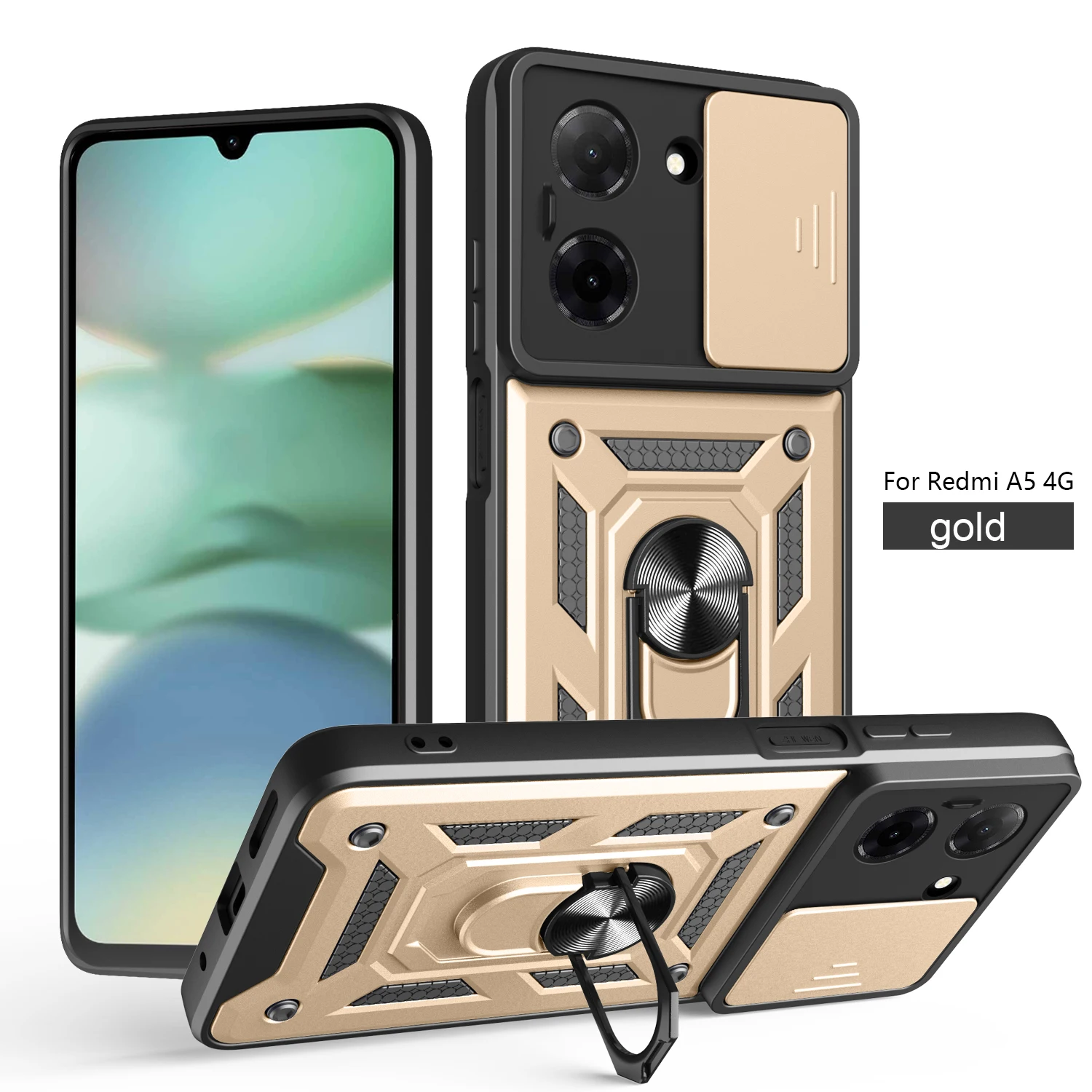 Armored Protective Phone Case with Magnetic Ring and Camera Protection