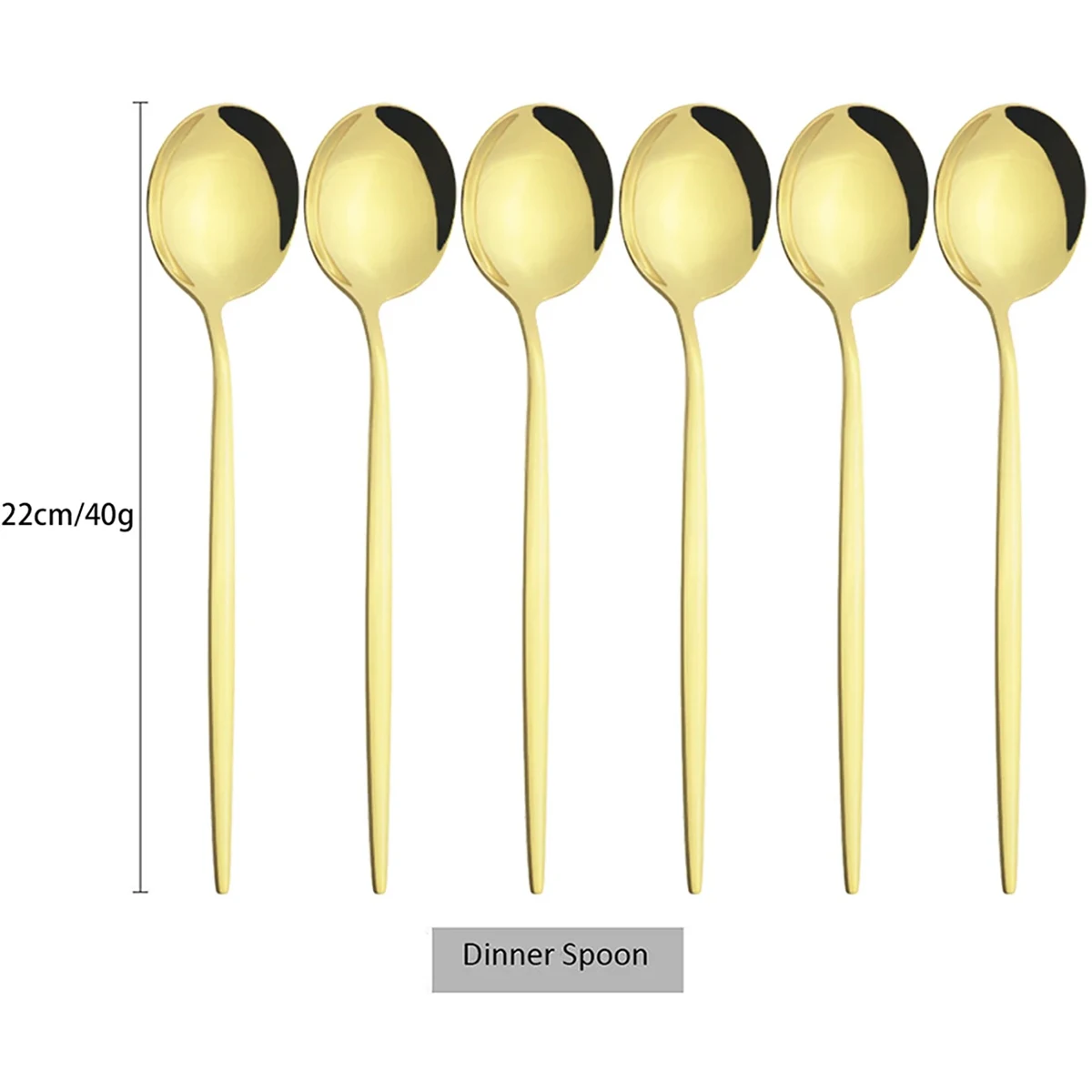 Stainless Steel Cutlery Set 6Pcs Gold Ladle Spoon Dinnerware Western Soup Tableware Kitchen Silverware Set