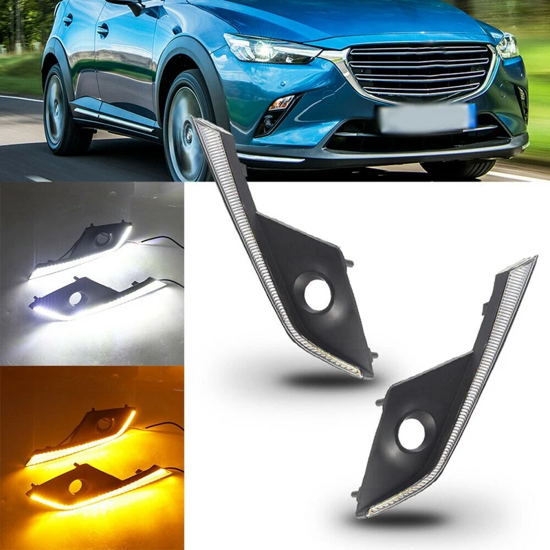 

Дневной свет для автомобиля, дневные ходовые огни, задняя фара с желтым указателем поворота для Mazda CX3 светодиодный 2016-2018