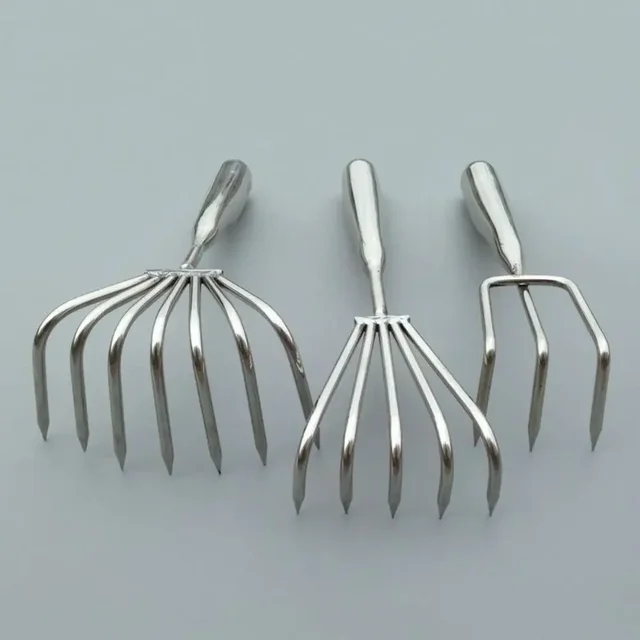 Claws Garden Hand Rake Stainless Steel Manual Small Leaf Rakes Integrated Gardening Tool Weeding Removal Puller Garden Yard 5