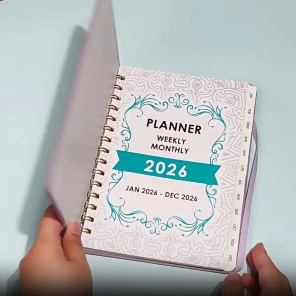 Agenda mensile settimanale 2026 con copertina in pelle PU - immagine 4