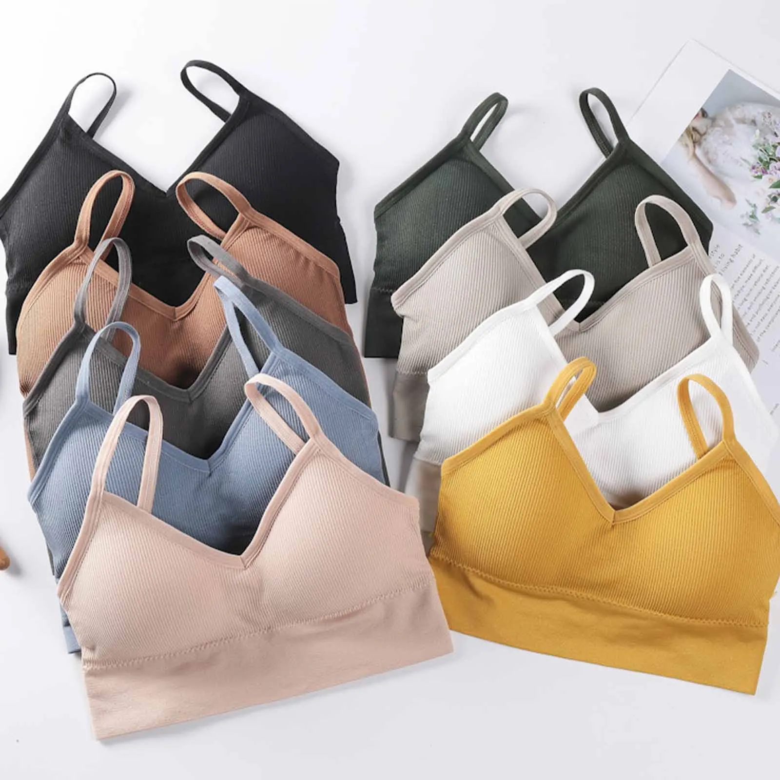 Padded Bra Sexy Womens Crop Tops Vest Tank Tops Lady Summer Sexy Lingerie Intimate 9 Colors Wire Free Active Bra