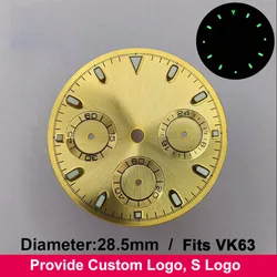 Enhanced Luminous Blue Green GMT Watch Dial for Men's Timepiece Customization (66 - DAY)