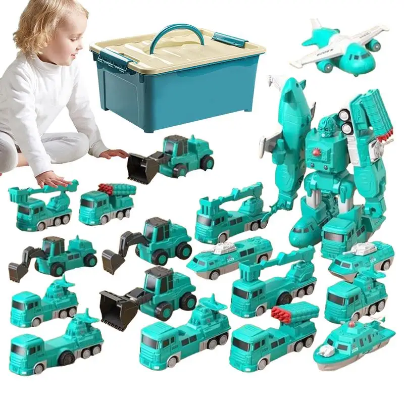 Magnetic Transforming Car Magnetic Trucks For Kids Creative Trucks For Toddler 4-6 Early Learning Blocks
