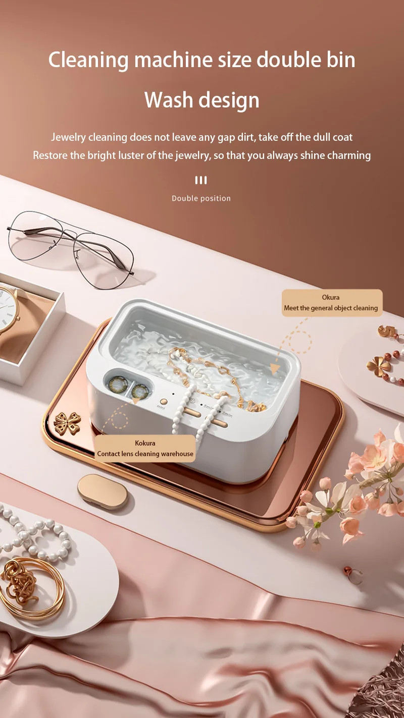 Description Picture 4 of itemIconic Brand Ultrasonic Cleaner Upgrated Portable Household Cleaning Machine Jewelry Glasses Makeup Brush High Frequency Ultrasonic