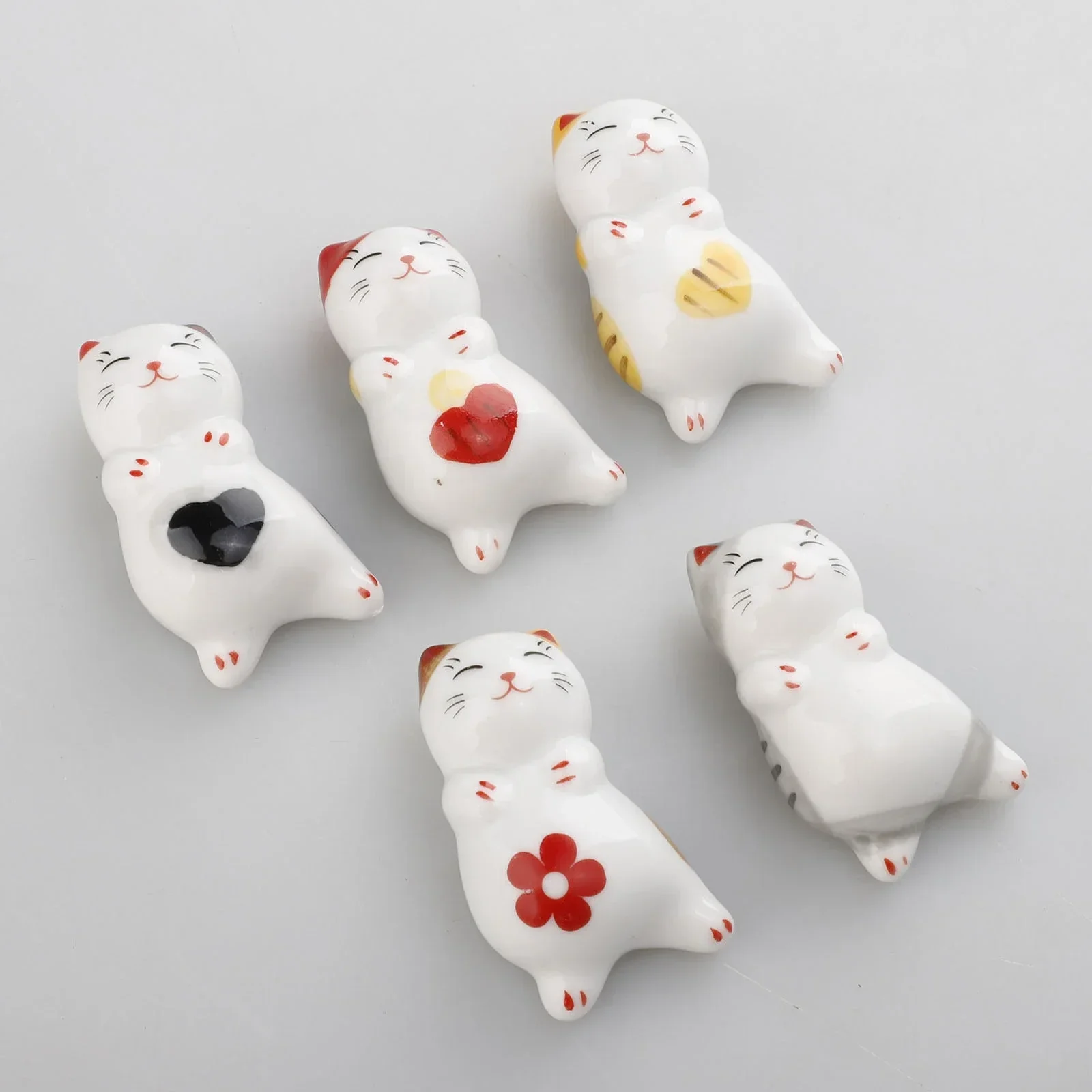 Ceramic Chopsticks Holder Chopstick Rest Table Decor Frog Spoon Rack Fork Knife Stand Cat Tableware Set