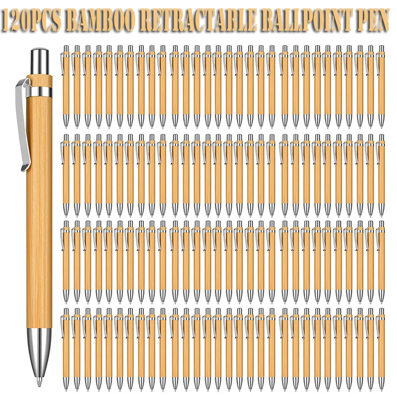 

120Pcs Bamboo Wood Ballpoint Pen Bamboo Pen 1.0mm Tip Office School Wrting Stationery Business Signature Ball Pens