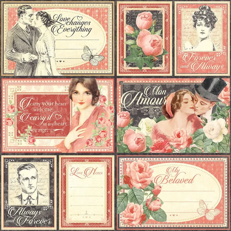 16Pcs/Pack Vintage Retro Lady Gentleman Sticker DIY Craft Scrapbooking  Album Junk Journal Decorative Stickers