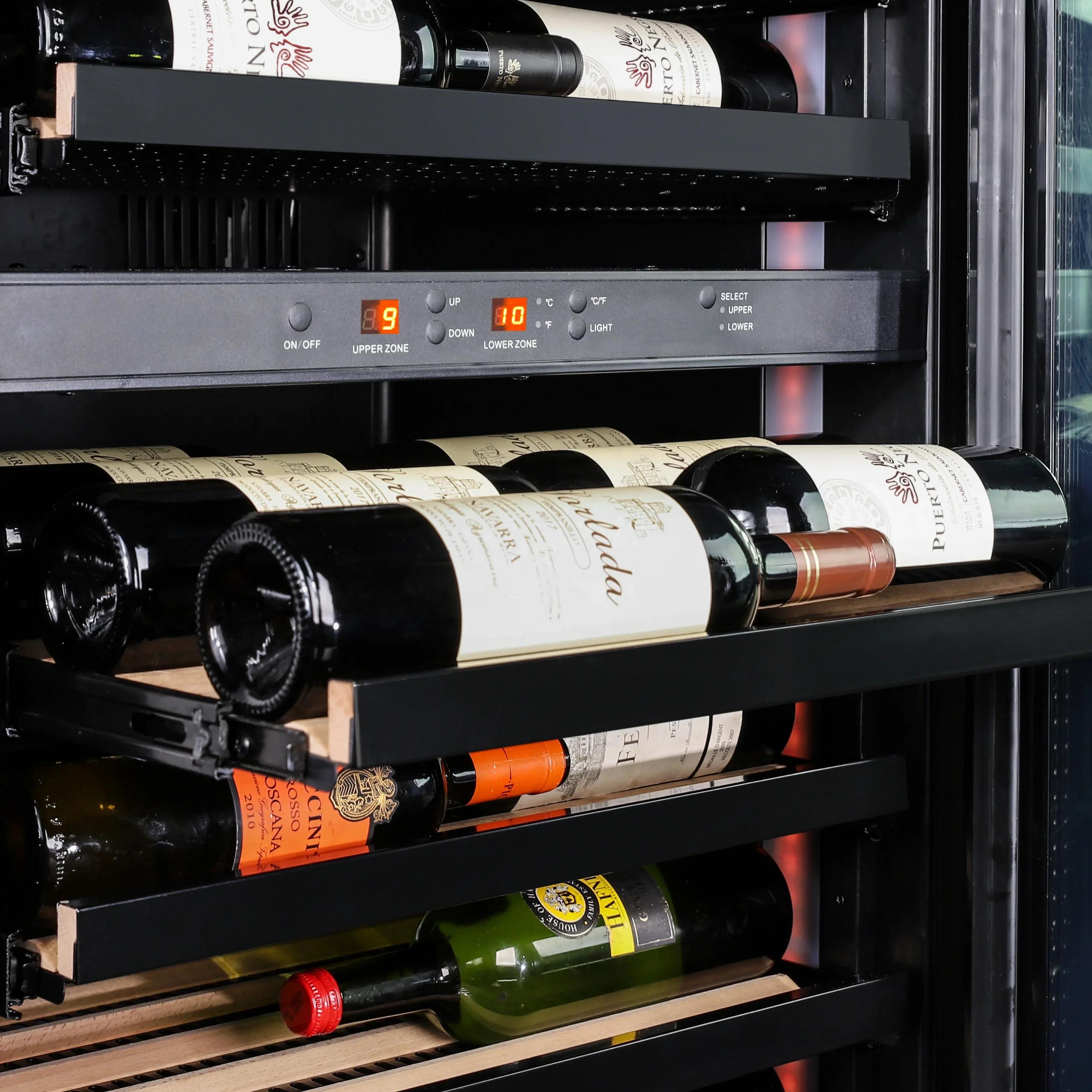 Large Narrow Built in New Fasion 54 Bottles Invert Compressor Glass Door Wine Cooler Refrigerator