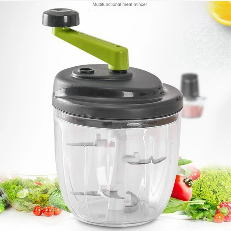 Hand Chopper, Manual Food Chopper, Hand Crank Onion Spinner, Food Chopper With Container, Rotary Onion Chopper