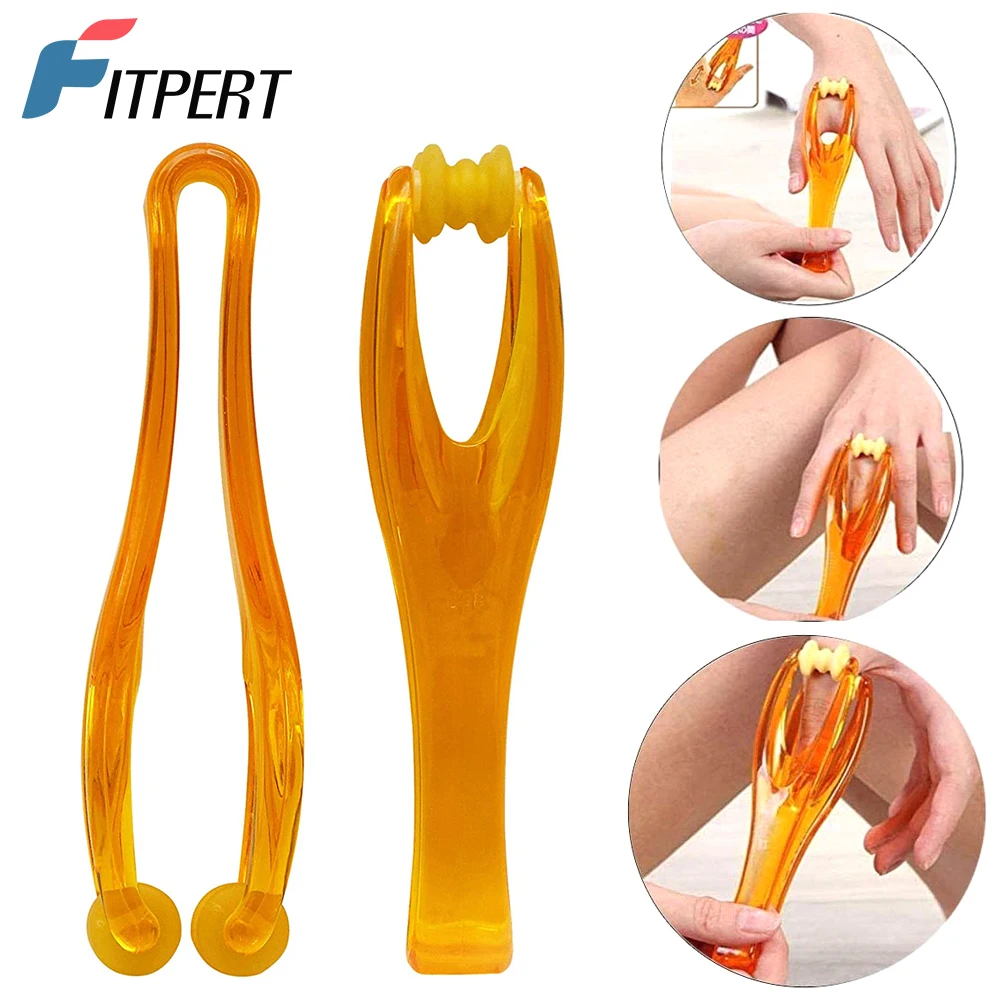 Orange Finger Joints Massager Hand Handheld Blood Circulation Tool Stress Relief Plastic Care Relax Double Rubber Roller Massage