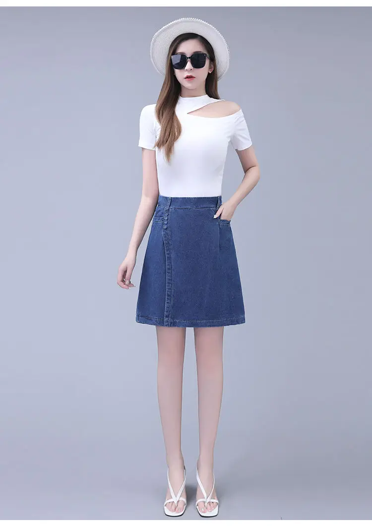 Five point Jeans Skirt Women's Summer Thin Four point Wide leg pants 2026 New Woman Loose Shorts High waisted Short Casual Pants