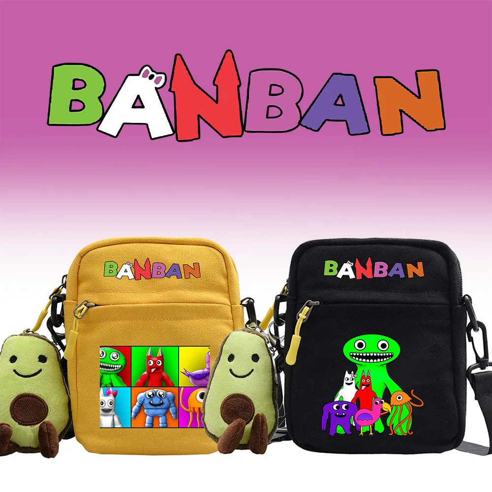 

Garten of Banban Four-color Canvas Shoulder Bag Anime Cute Oblique Backpack Men and Women Small Square Bag Children's Toys Gifts