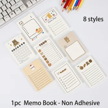 1PCS 50sheets Bear Memo Book message note pad Non Sticky to-do record book, compact&portable,School Office Supplies 1