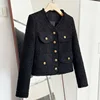 Blacktweed Style Cropped Jacket 2024 New Spring Autumn Thin Elegant Socialite Long Sleeve Topins Thin Regular Crew Neck Jacket 2