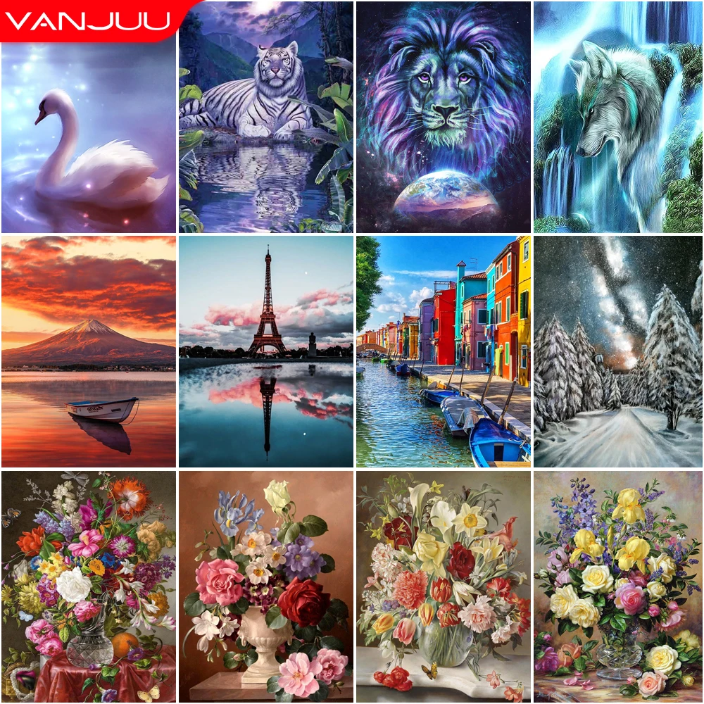 Animals 5d Diamond Painting Flowers Mount Fuji | Diamond Art Flower
