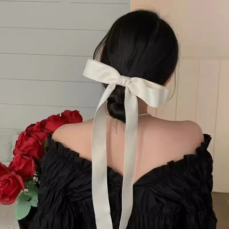 Damenmode Haarspange Extra lange Schleife Band Haarspange Französisch Girly Rosa Haarspange Zubehör Süßer Stil Kawaii Haarband – Detail 6