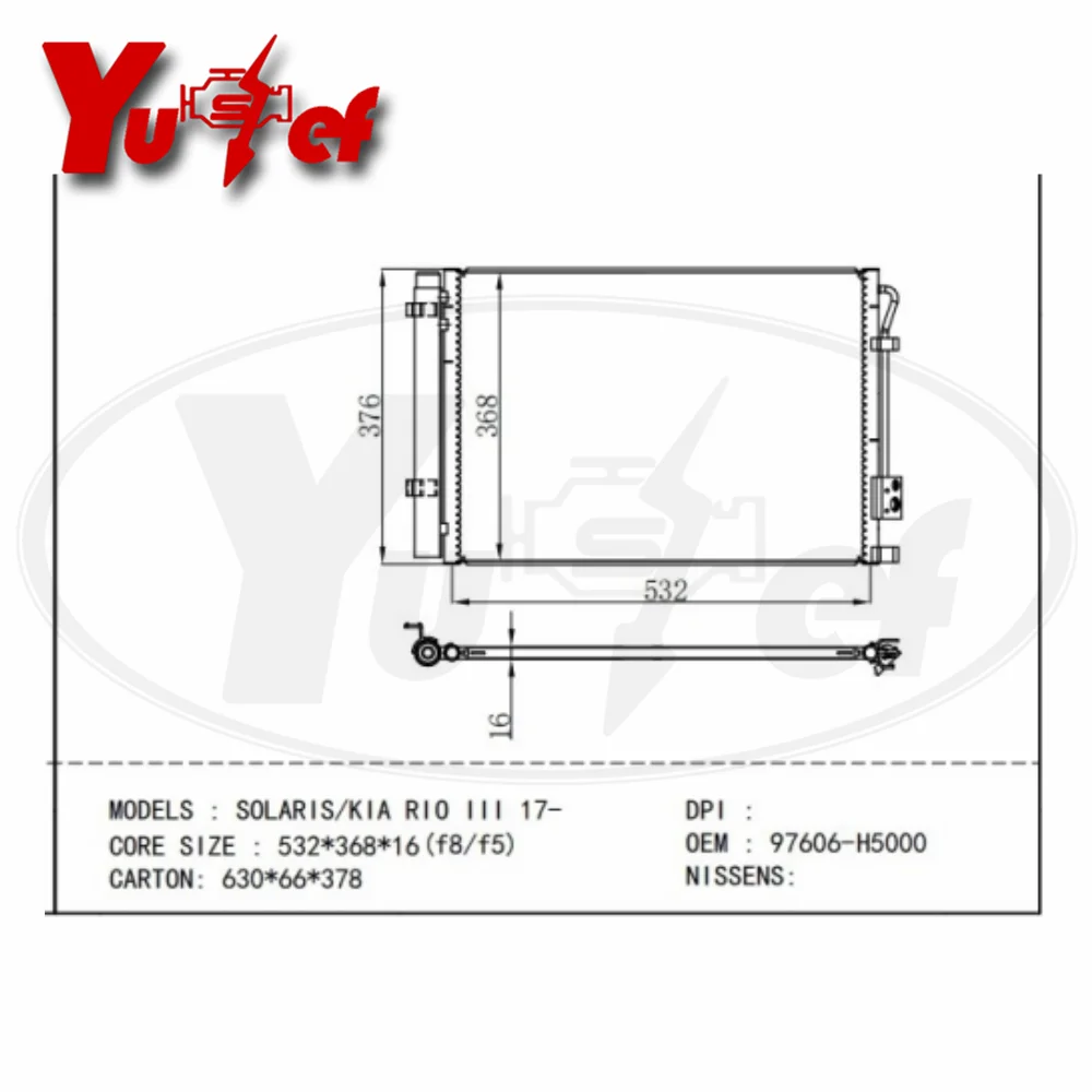 Car Condenser Fit For SOLARIS KIA RIO III 17- 97606-H8000 97606H8000 97606H5000