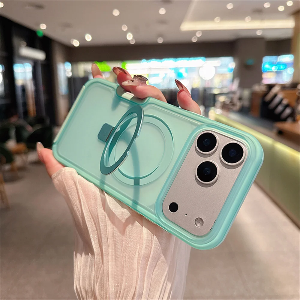 Foldable Magnetic Stand Phone Case - Clear Candy Color with Dual Layer Protection
