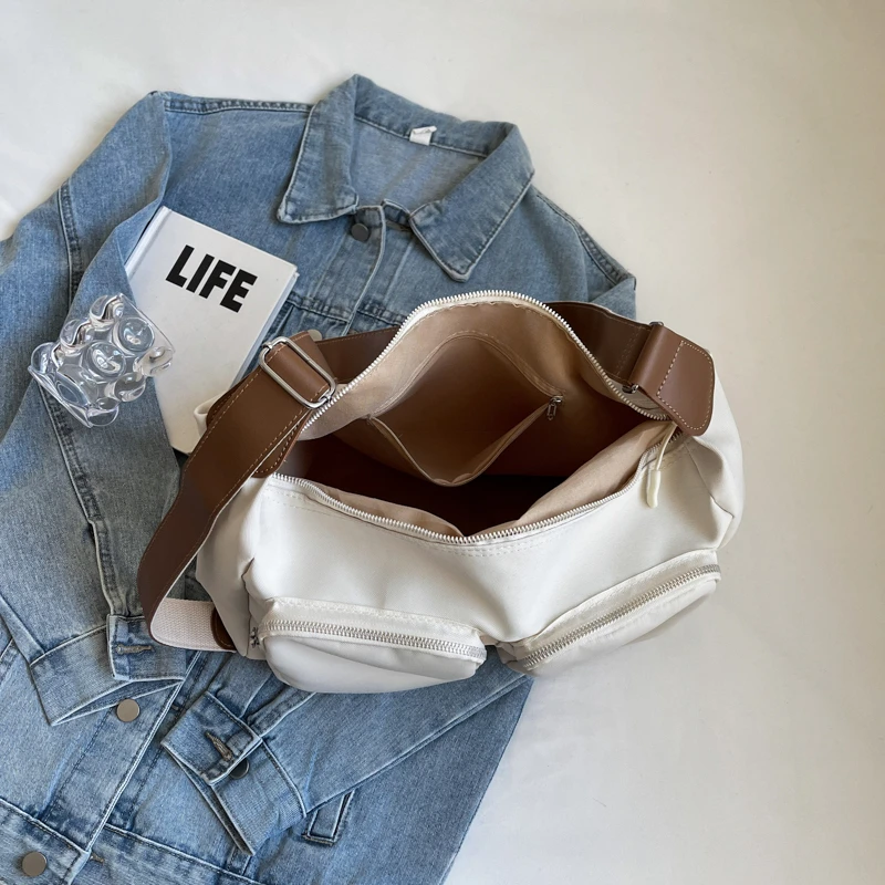 Korea Style Cloth Shoulder Bags For Women Large Capacity Canvas Satchels Classic Collegial Cotton Book Bags New Tool kit Package