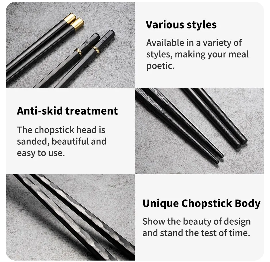 Non Slip Sushi Chopsticks 5 Pairs Japanese Korean Reusable Dishwasher Washable Food Grade Easy To Use