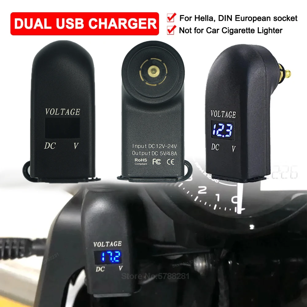 Hella Din Plug Socket Moto Dual Usb Charger Adattatore Di Alimentazione Per Bmw R1250Gs R1200Gs R1200Rt F800Gs Adv F850Gs F650Gs K1200Gt