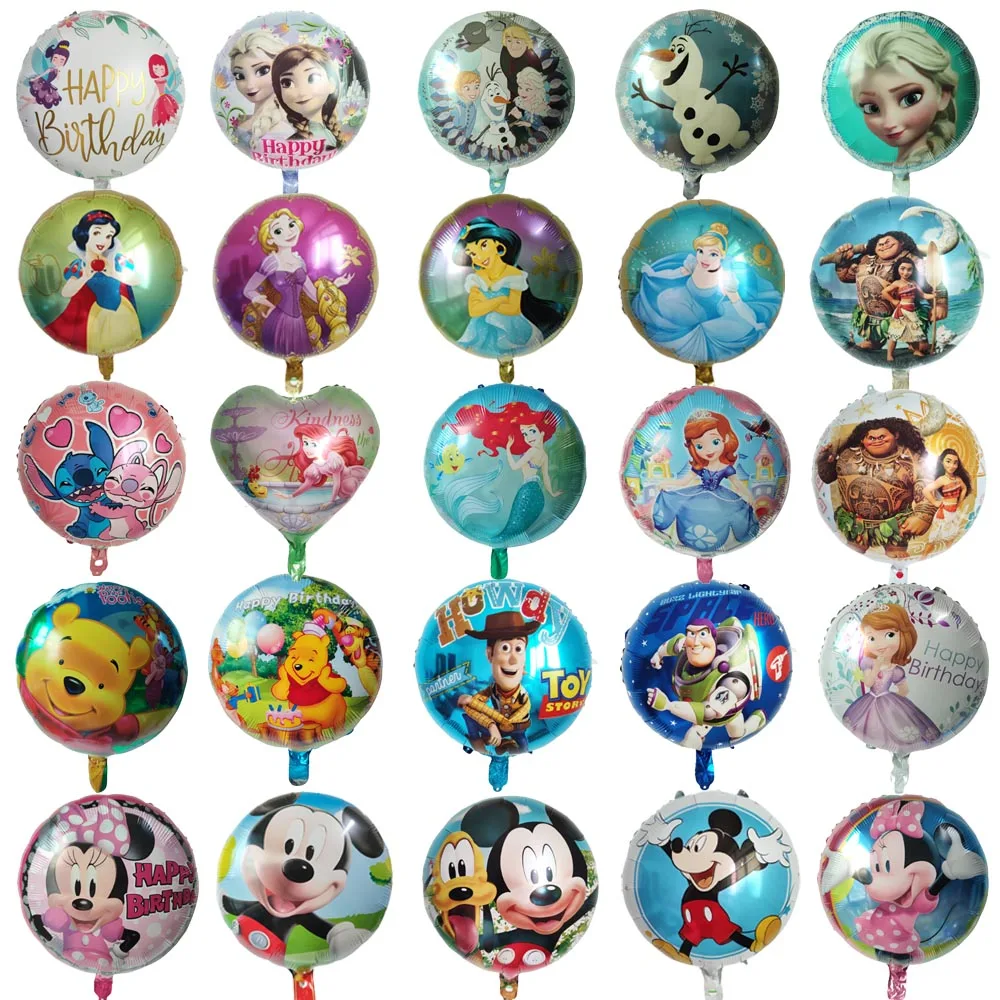 10 pièces 18 pouces rond dessin animé Mickey Minnie ballons en aluminium Pincess décorations de fête d'anniversaire enfants jouets bébé douche Air Globos