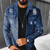 Men's Denim jacket 2022 Autumn Casual Pure Cotton Slim Fit  Stylish Motorcycle Jean Jacket Streetwear Men Coats 3