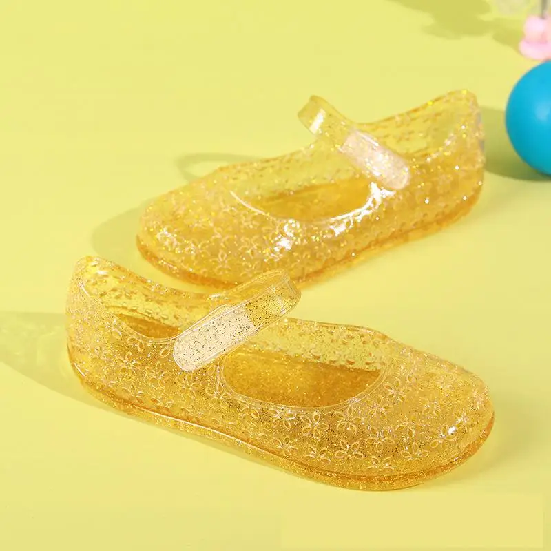 3-8y Girls Sandals Summer Children Crystal Shoes Kids PVC Soft Soled Shoe Toddler Transparent Non-Slip Princess Jelly Sandalias 3