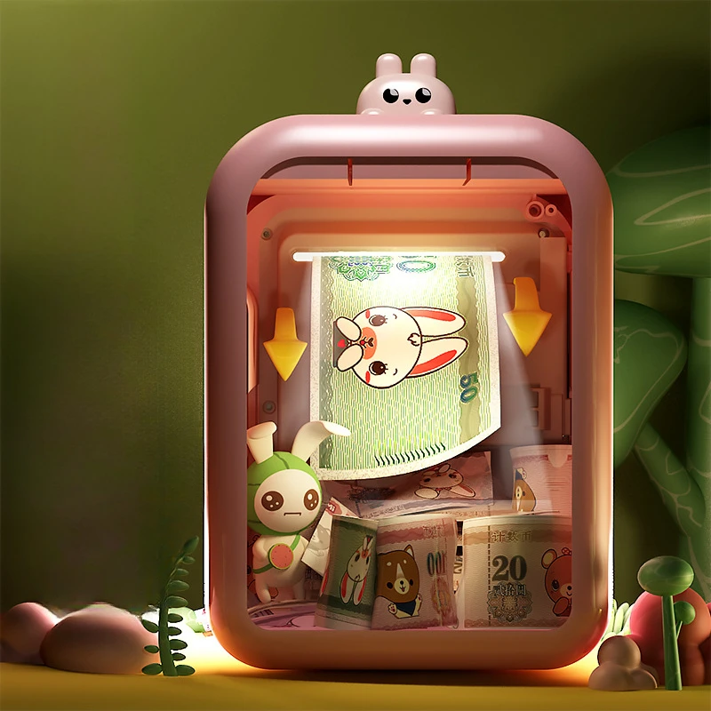 Electronic Piggy Bank Money MINI ATM Saving Box Password Simulated Fingerprint Money Bank for Cash Coins Kids Birthday Gifts