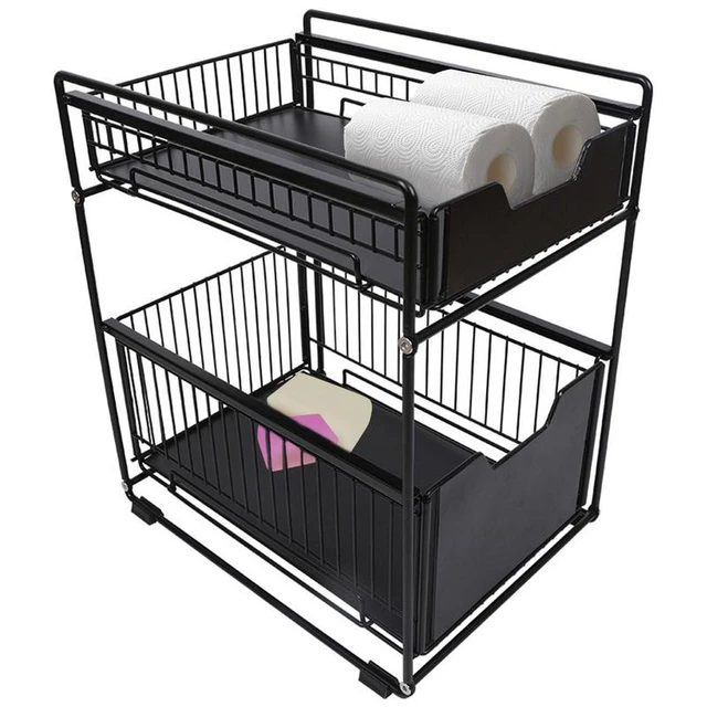 Under Sink Cabinet Organizer 2-Tiers Stackable Storage Shelf with Sliding  Baskets Drawers for Kitchen Bathroom Kitchen Storage - AliExpress