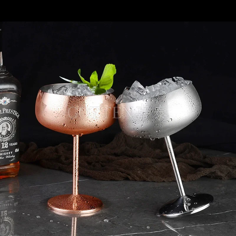 304 stainless steel copper plated single-layer goblet cocktail glass 500 ml wine glass champagne