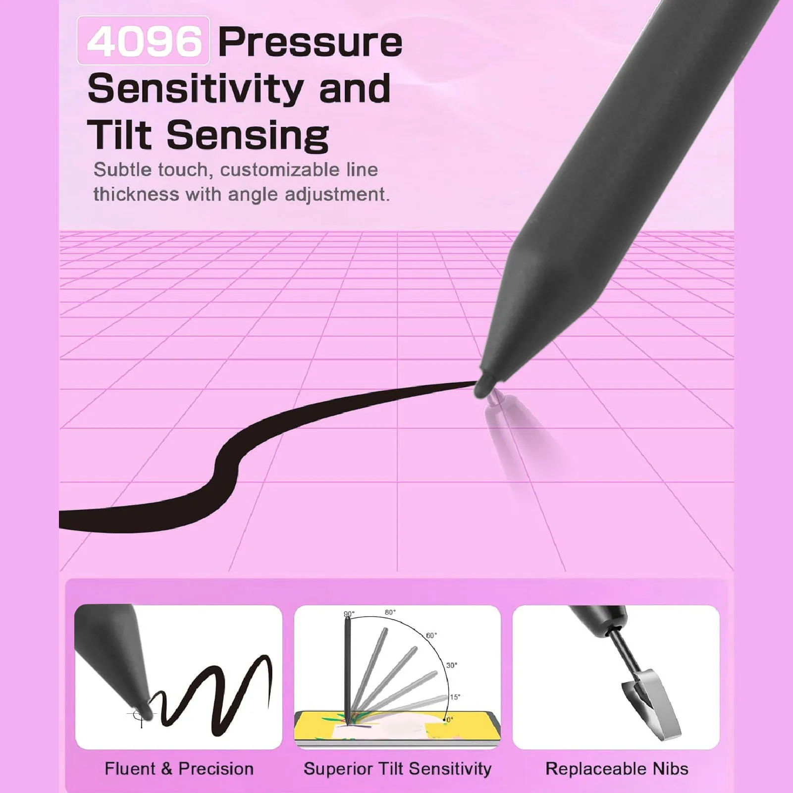 Magnetic EMR  ABS Palm Rejection EMR  Pen Black 4096 Pressure Sensitivity Tilt Support with Clip for Remarkable 2 1