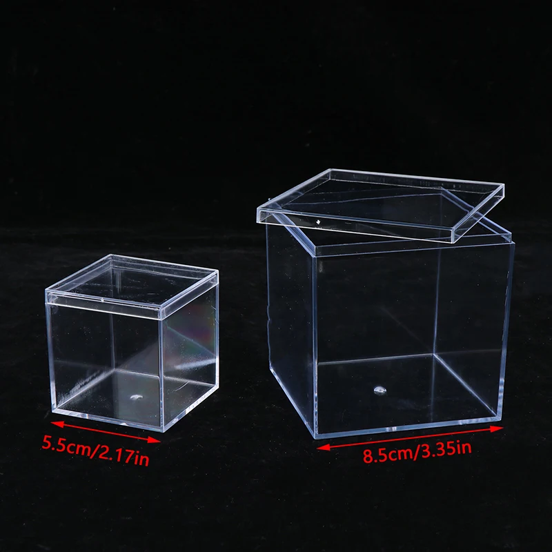 1Pc Transparent Acrylic Boxes With Cover Organizer Gift Packing Box Food Candy Storage Container For Home Figure Toy Display 6