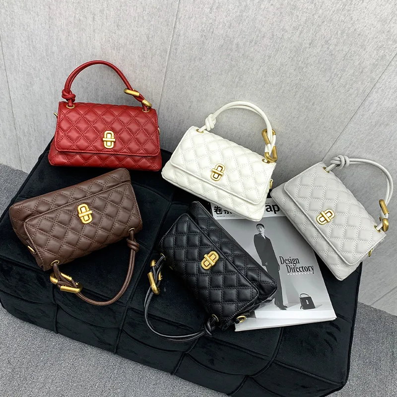 Modische gesteppte Lock-Tasche für Damen, Einzel-Schultertasche, mehrfarbige kleine Pendler-Tasche