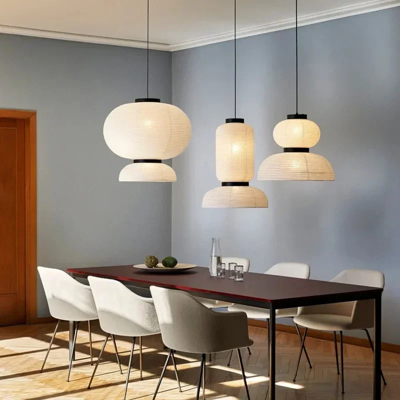 

Nordic Design Rice Paper Led E27 Pendant Lights For Dining Room Home Decor Oak Japanese Chandelier Restaurant B&B Loft Lamps