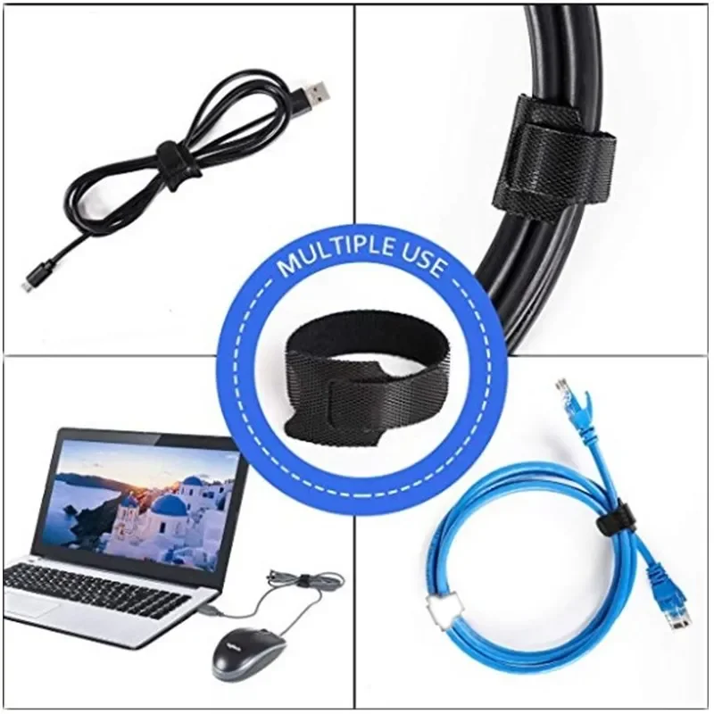 50Pcs Nylon Fastening Cable Ties Adjustable Cord Ties Cable Management Straps Hook Loop Cord Organizer Wire Ties Reusable cable ties
