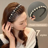 Unisex Pearls Elegant Hairbands Men Women Sports Headband Rhinestone Hair Bands Make Up Hairpins Fashion Hair Accessories