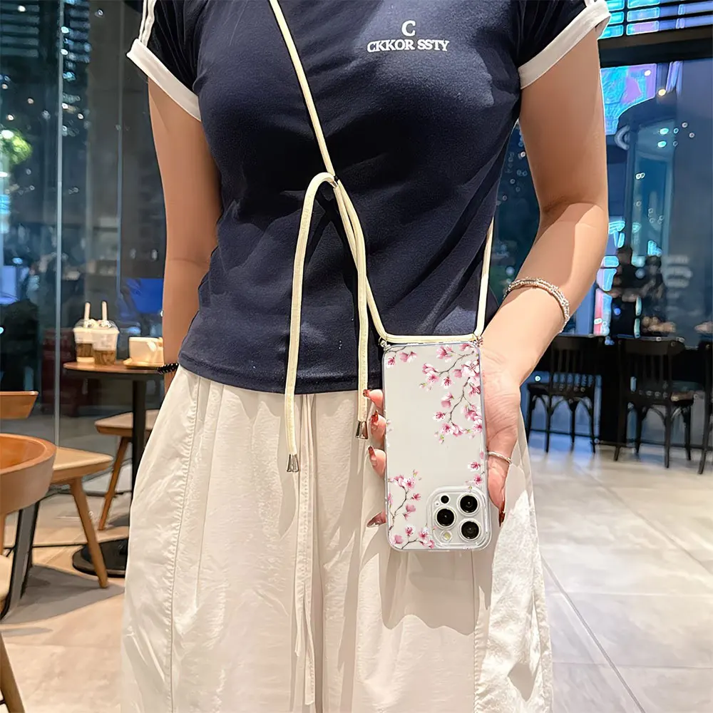 New Fashion Painted Crossbody Lanyard TPU Soft Phone Case