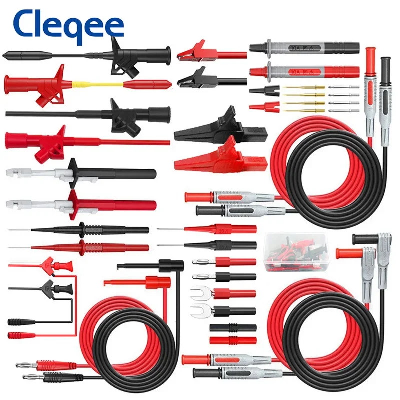 Cleqee P1600 Series Professional Multimeter Test Lead Kit Alligator Clip IC Test Probe Quick Test Hook BNC Automotive Repairing multi purpose test pen test clip capacitance table pen patch test clip ic capacitance inductance table pen