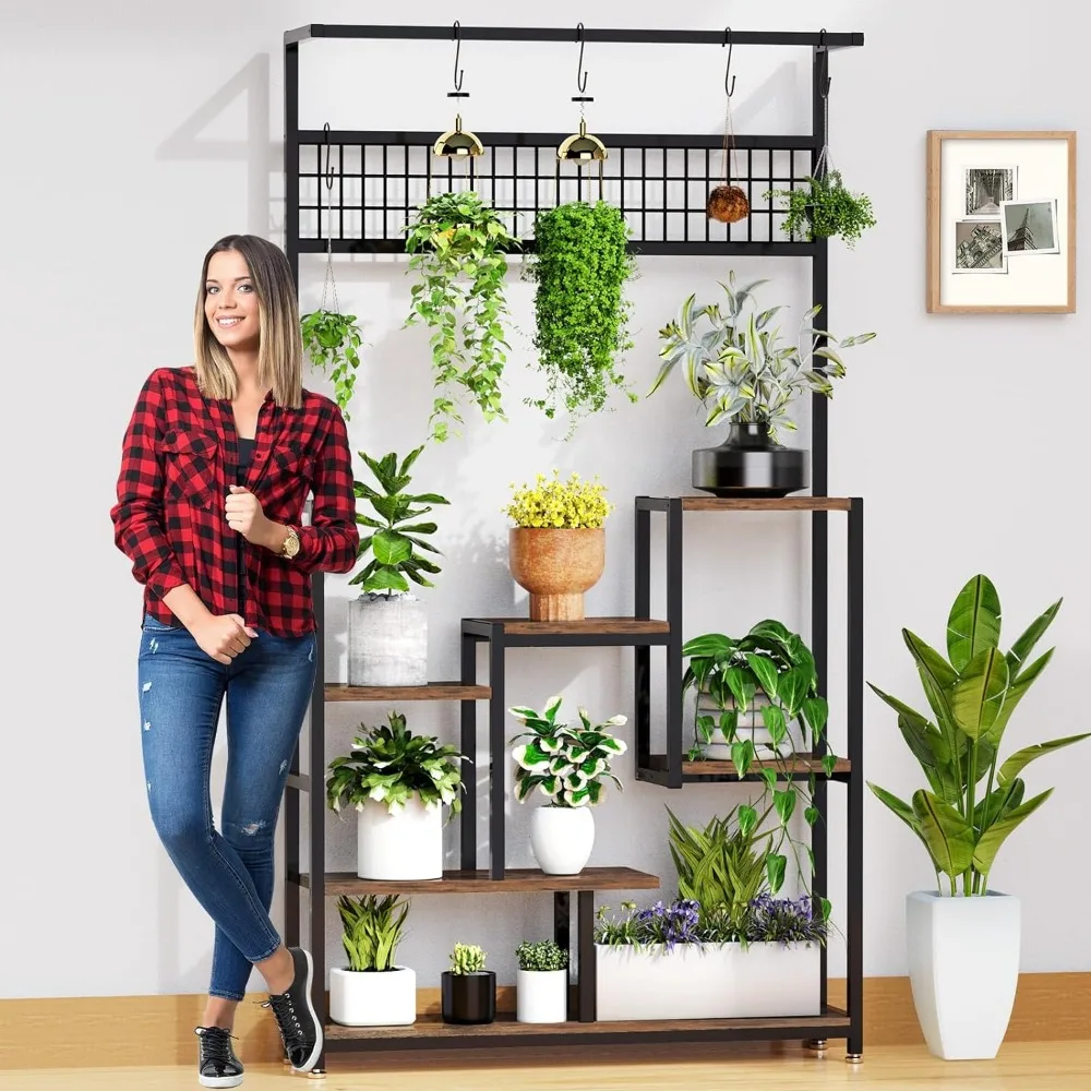 

Plant Stand Indoor, YeyeeyyeeTall Plant Stand Large Corner 7 Tiered Plants Stand with Hanging Plant Holders