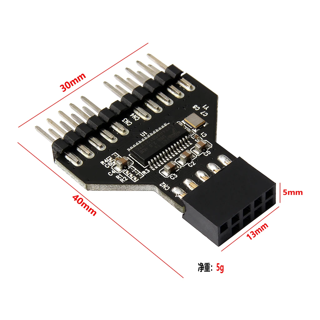 마더보드 USB 9핀 인터페이스 헤더 분배기 1-2 연장 케이블 어댑터 RGB 램프 팬용 9핀 USB 허브 USB 2.0 커넥터