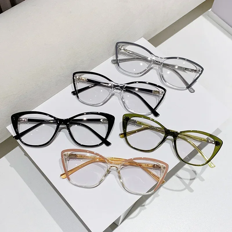 Blue Light Blocking Short-sight Glasses Unisex Women Men's Cat Eye Frame Photochromic Minus Diopter Prescription Myopia Eyewear 2