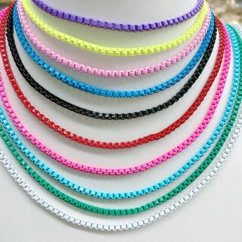 3mm Bonbonfarbene Halskette Armband Fußkettchen DIY Anpassbare Basis-Damen-Choker Neon Grün Gelb Schmuckzubehör Bohème