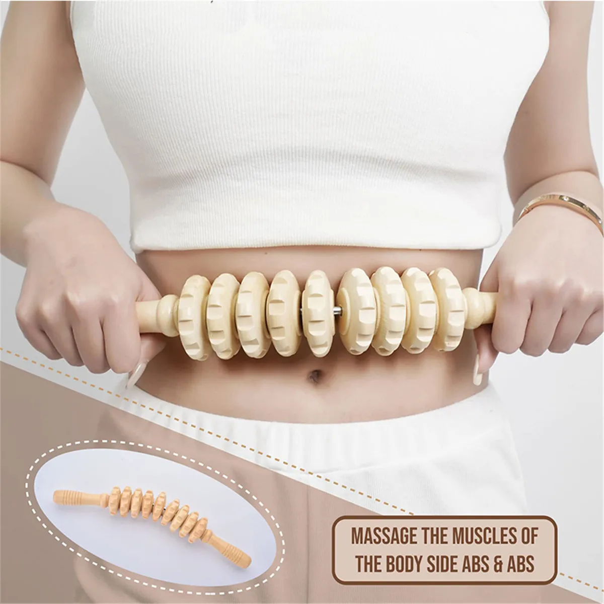 1 Stück Massagegerät-Set aus Holz, Schmerzlinderungsrolle, Anti-Cordulite-Massagegerät zur Körperformung, Gua Sha Rückenmassagegerät_voghion.com