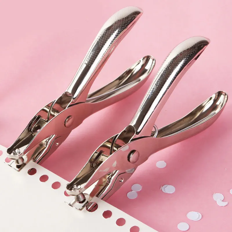 Single Handheld Circle Shaped Hole Puncher Hand Held Metal Office Supplies 6mm Pore Diameter Punch Stationery Single Hole Punch circle hole punch,hole punching tools,paper punch