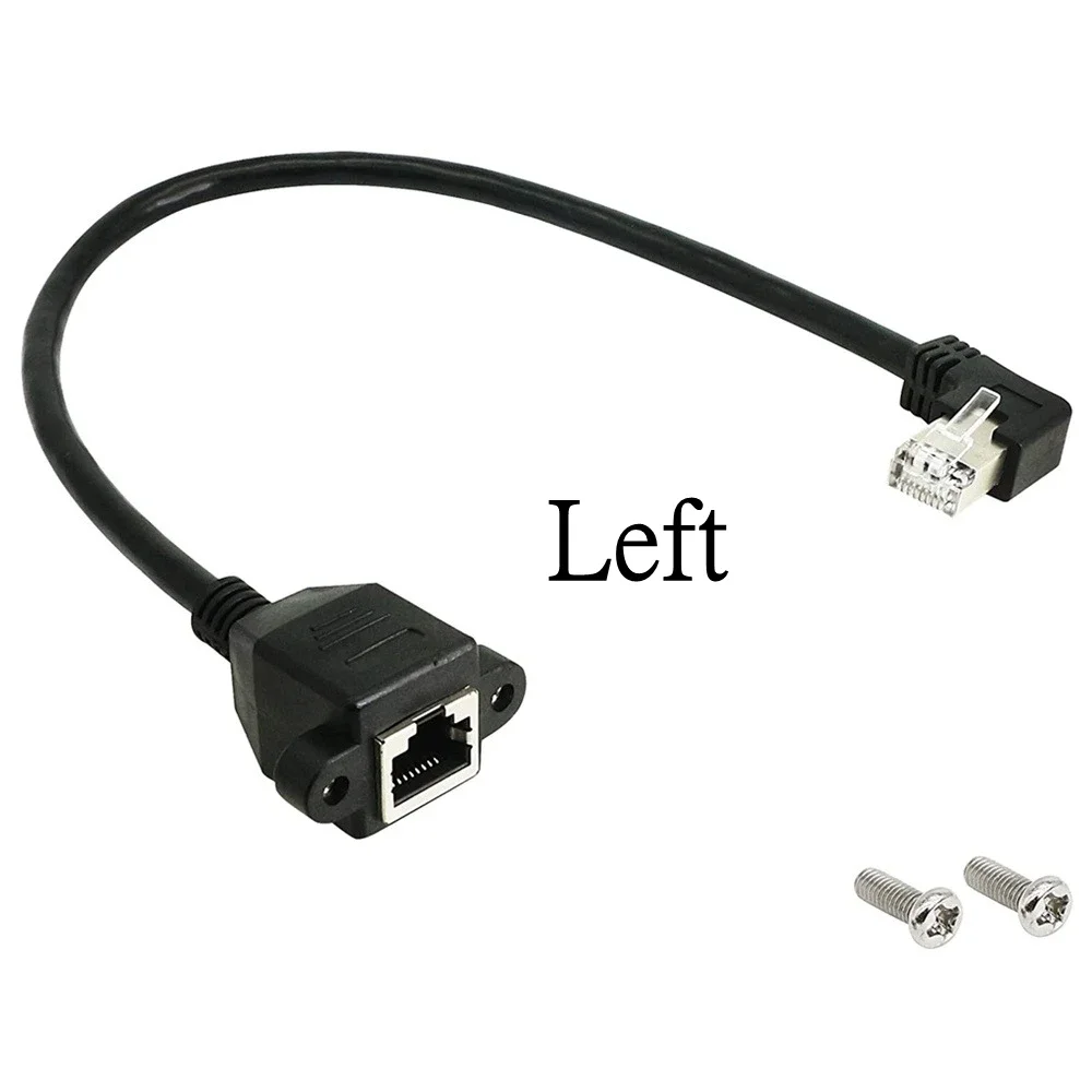 Lan 케이블 암수 연장 코드, RJ45 이더넷 케이블, 나사 패널 마운트, 왼쪽 오른쪽 각도, 90 도 상향, Cat5 케이블